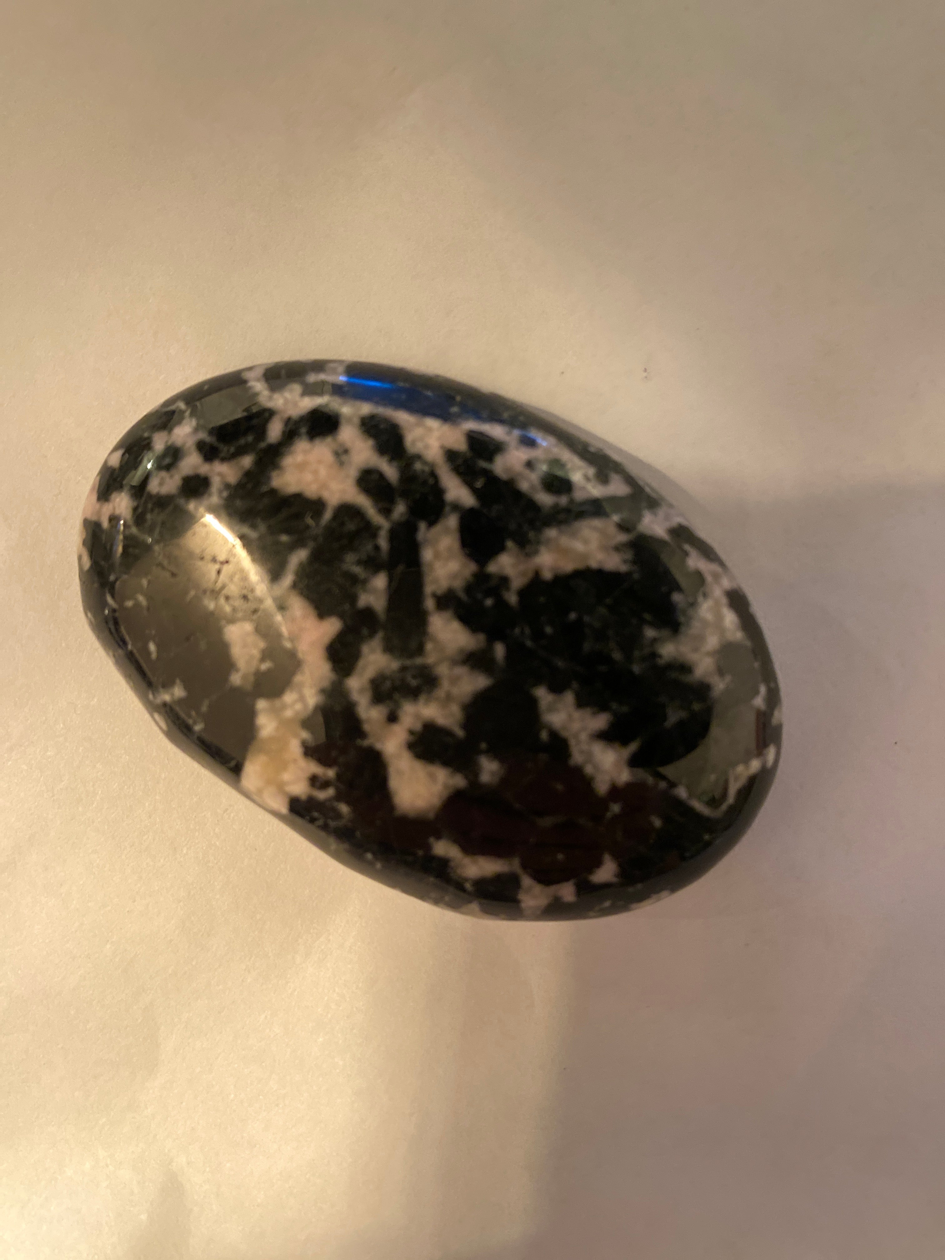 Black and White Tourmaline Palm Stone - 2.5 inch