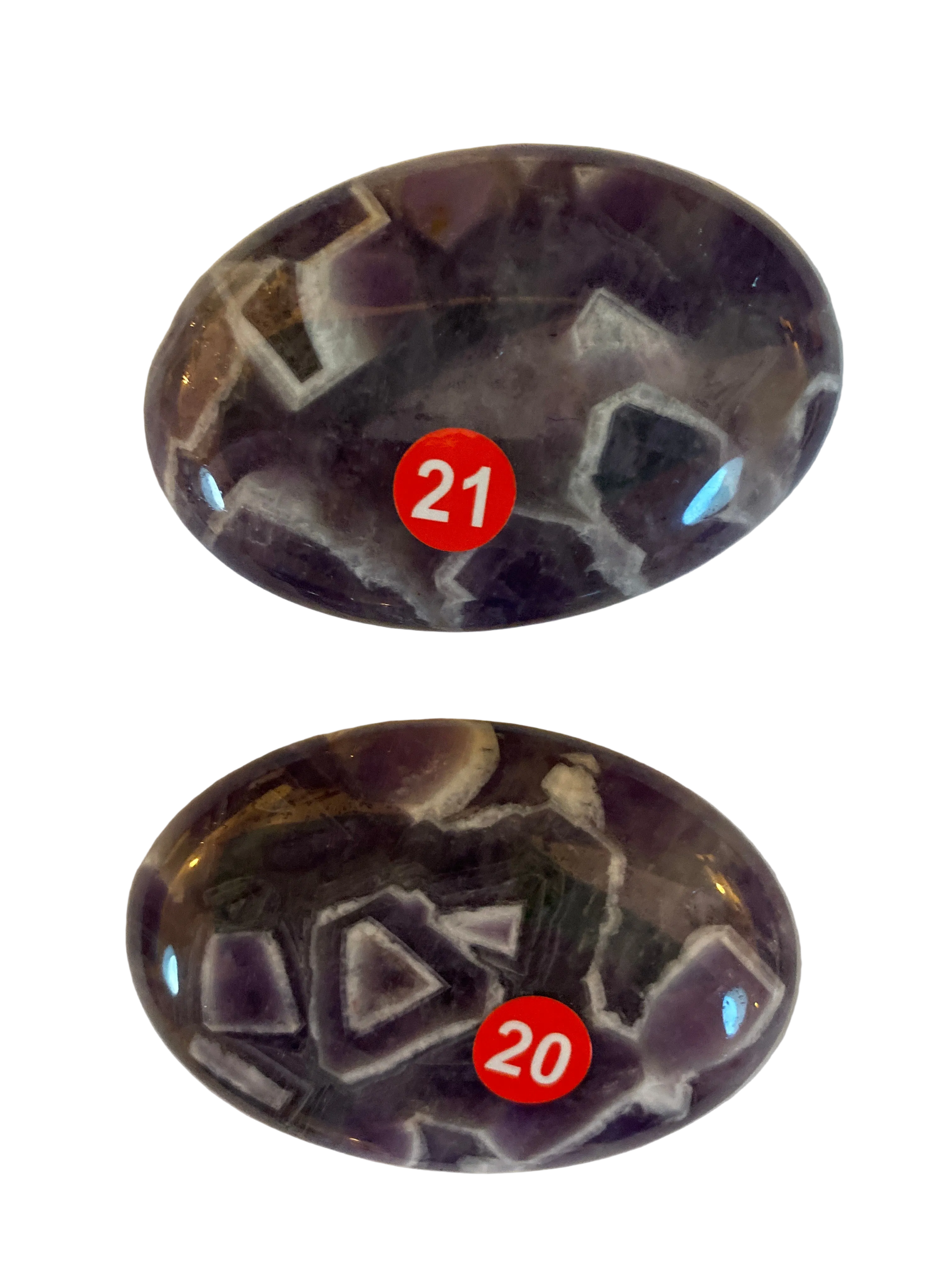 Chevron Amethyst Palm Stone - 2.5 inch