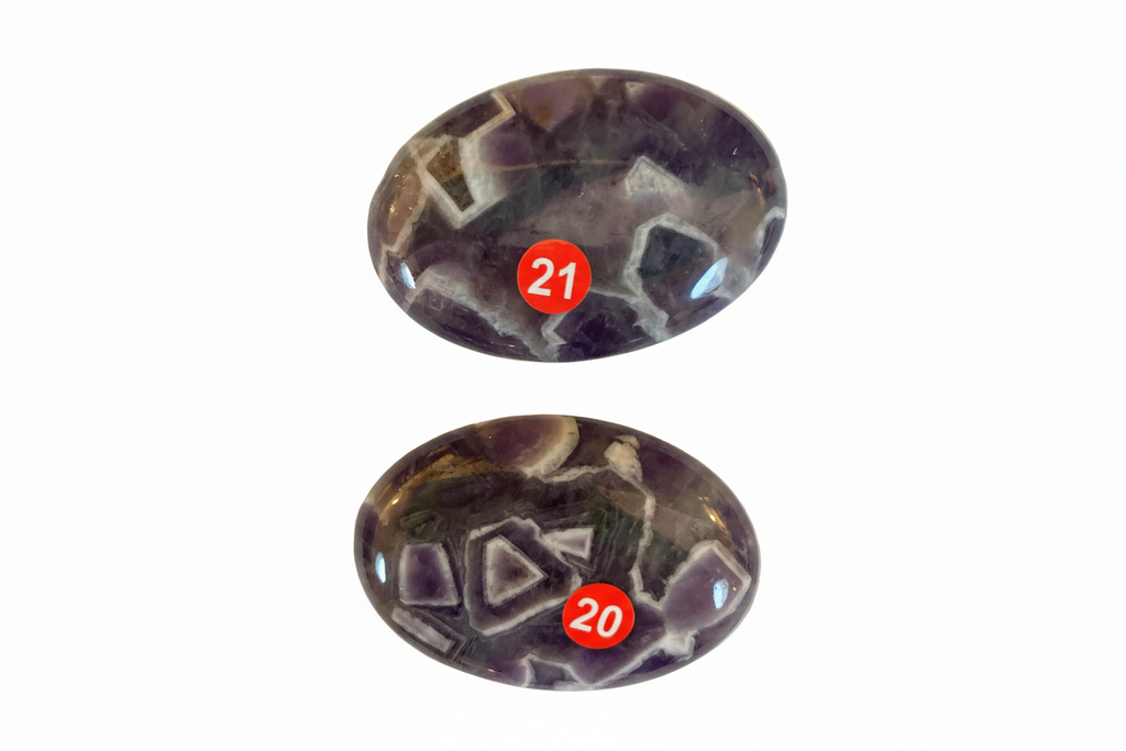 Chevron Amethyst Palm Stone - 2.5 inch