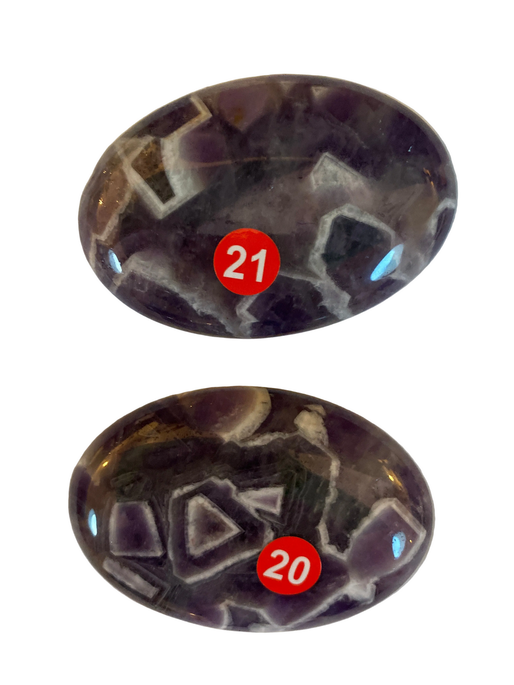 Chevron Amethyst Palm Stone - 2.5 inch