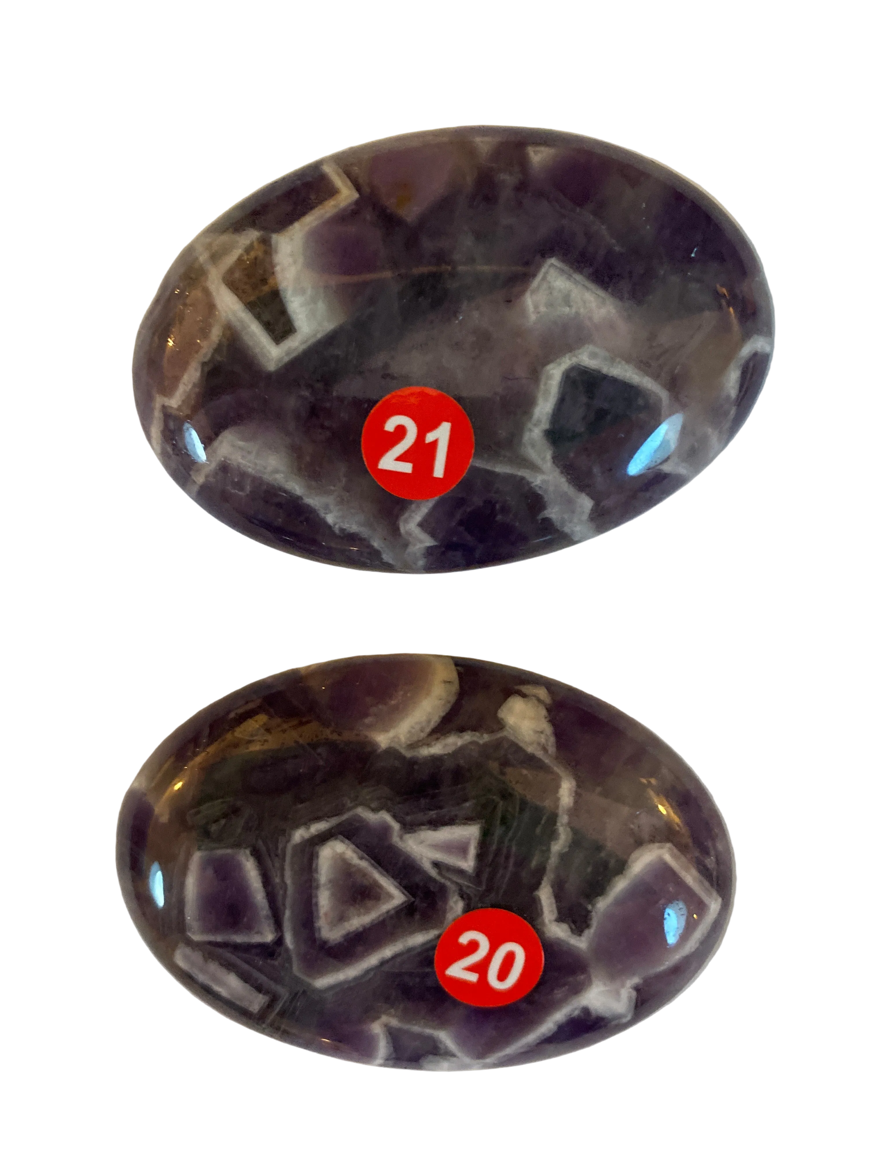 Chevron Amethyst Palm Stone - 2.5 inch