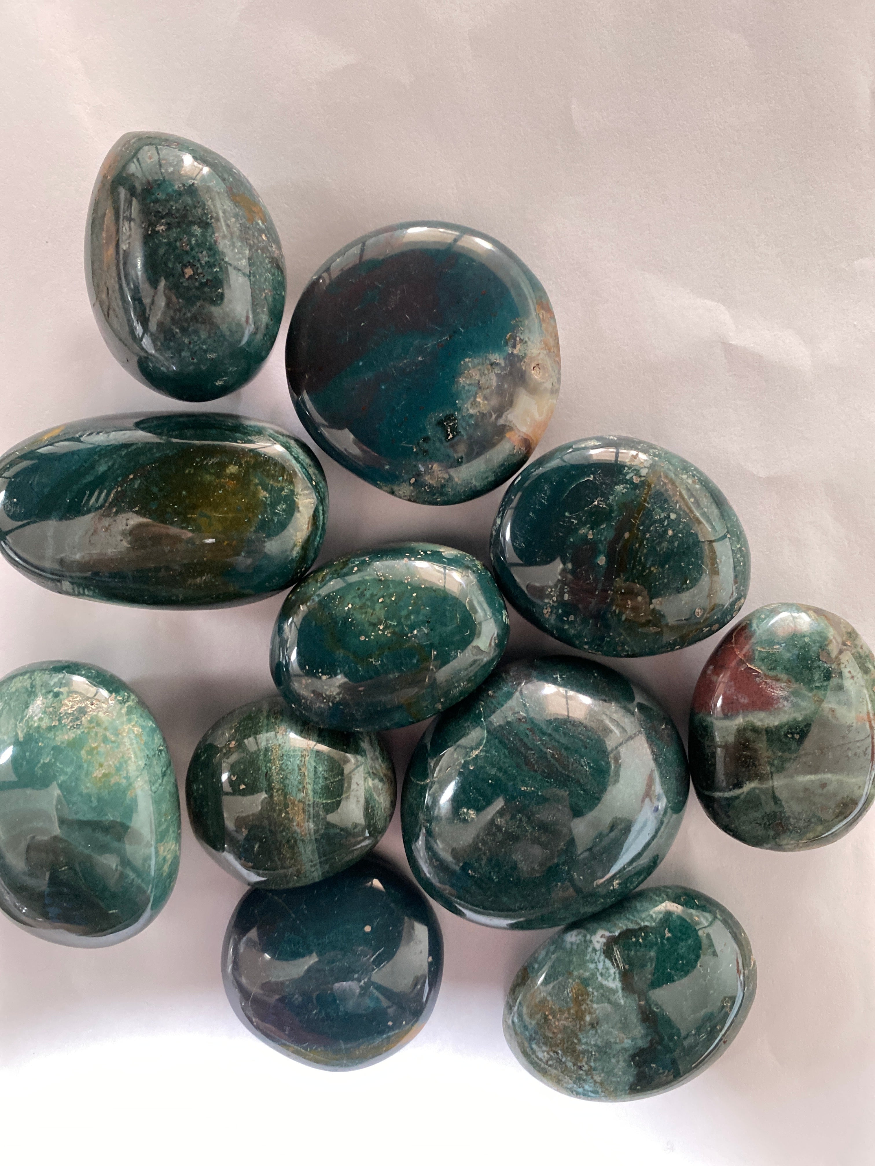 Moss Agate Palm Stone - Blue and Teal