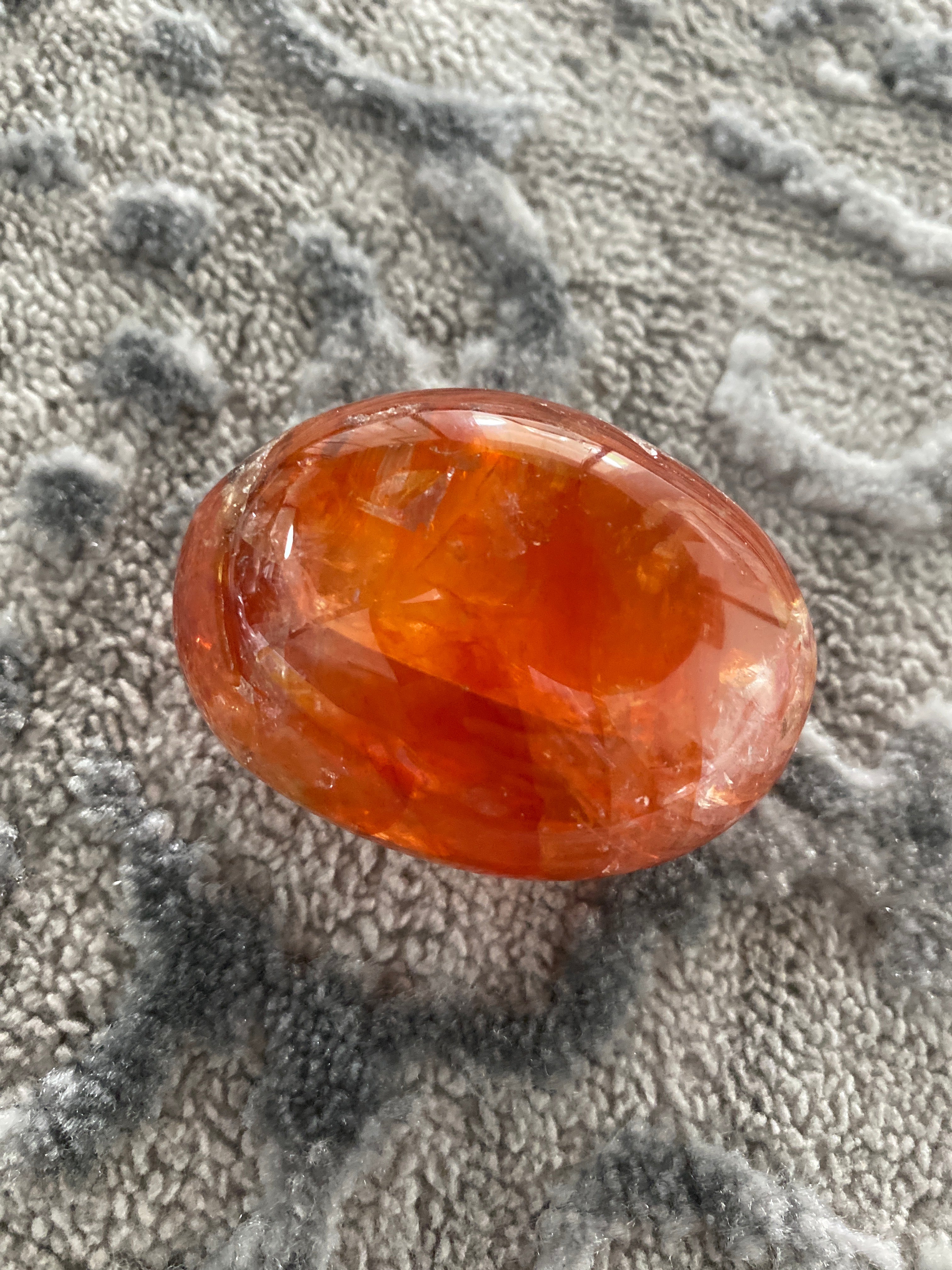 Fire Quartz Palm Stone - 2 inch