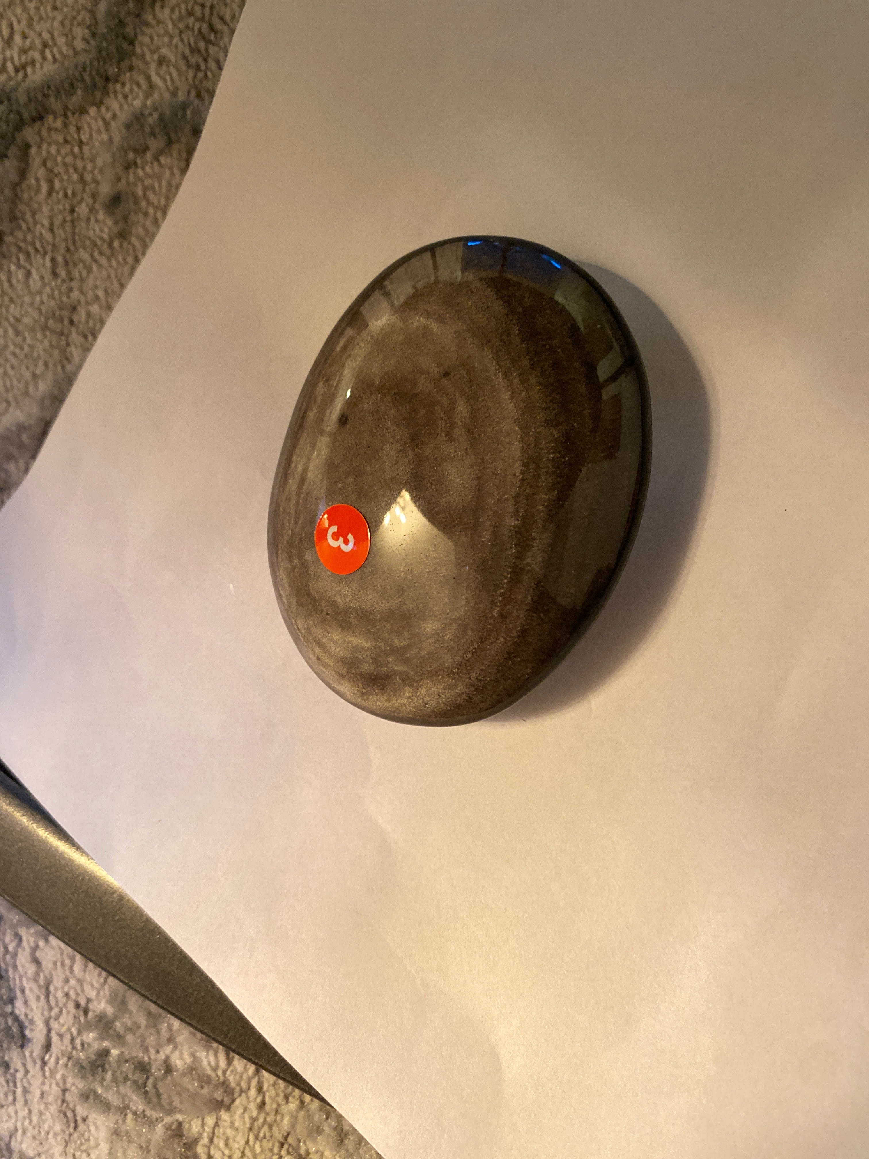 Silver Sheen Obsidian Palm Stone - 3 inch