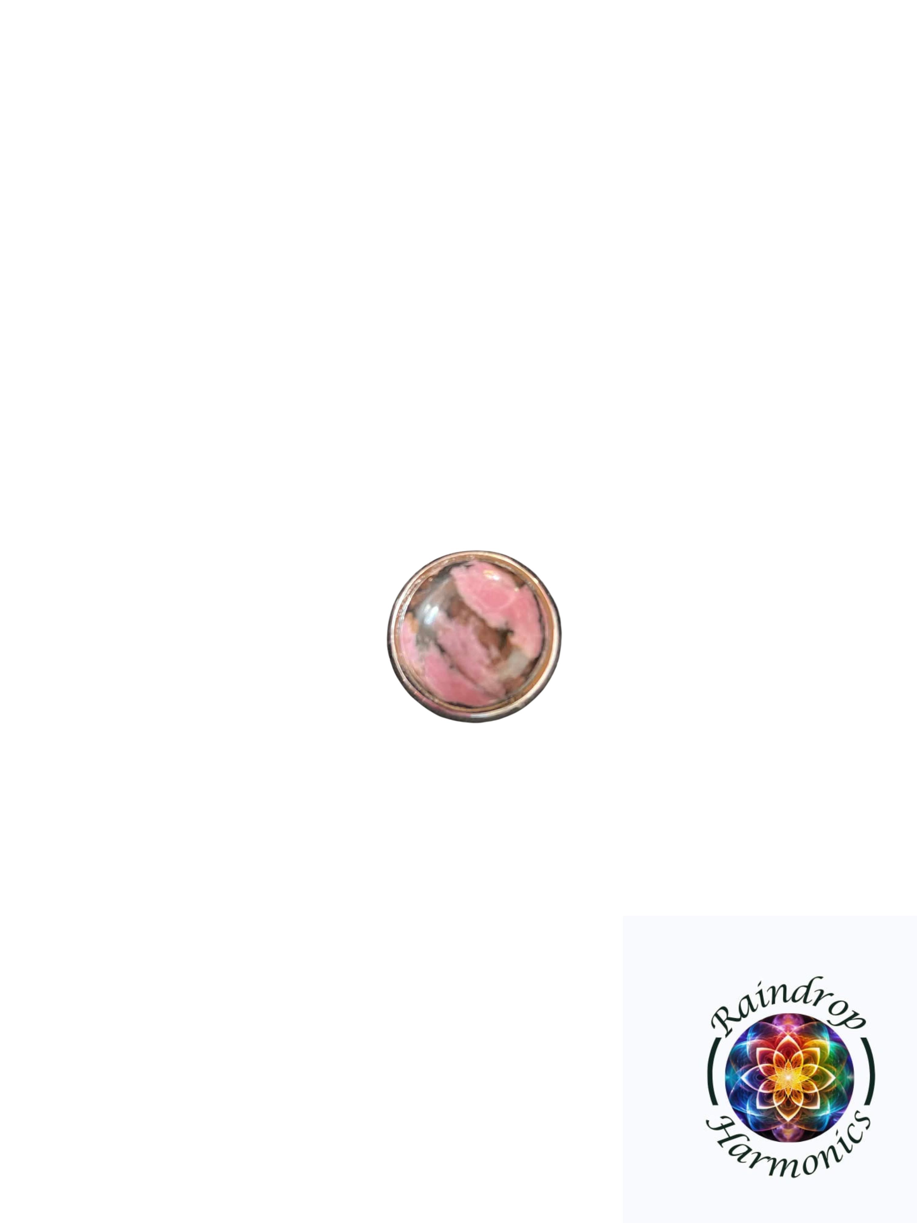 16mm Rhodonite Gemstone Tip in Brass Rhodium Setting