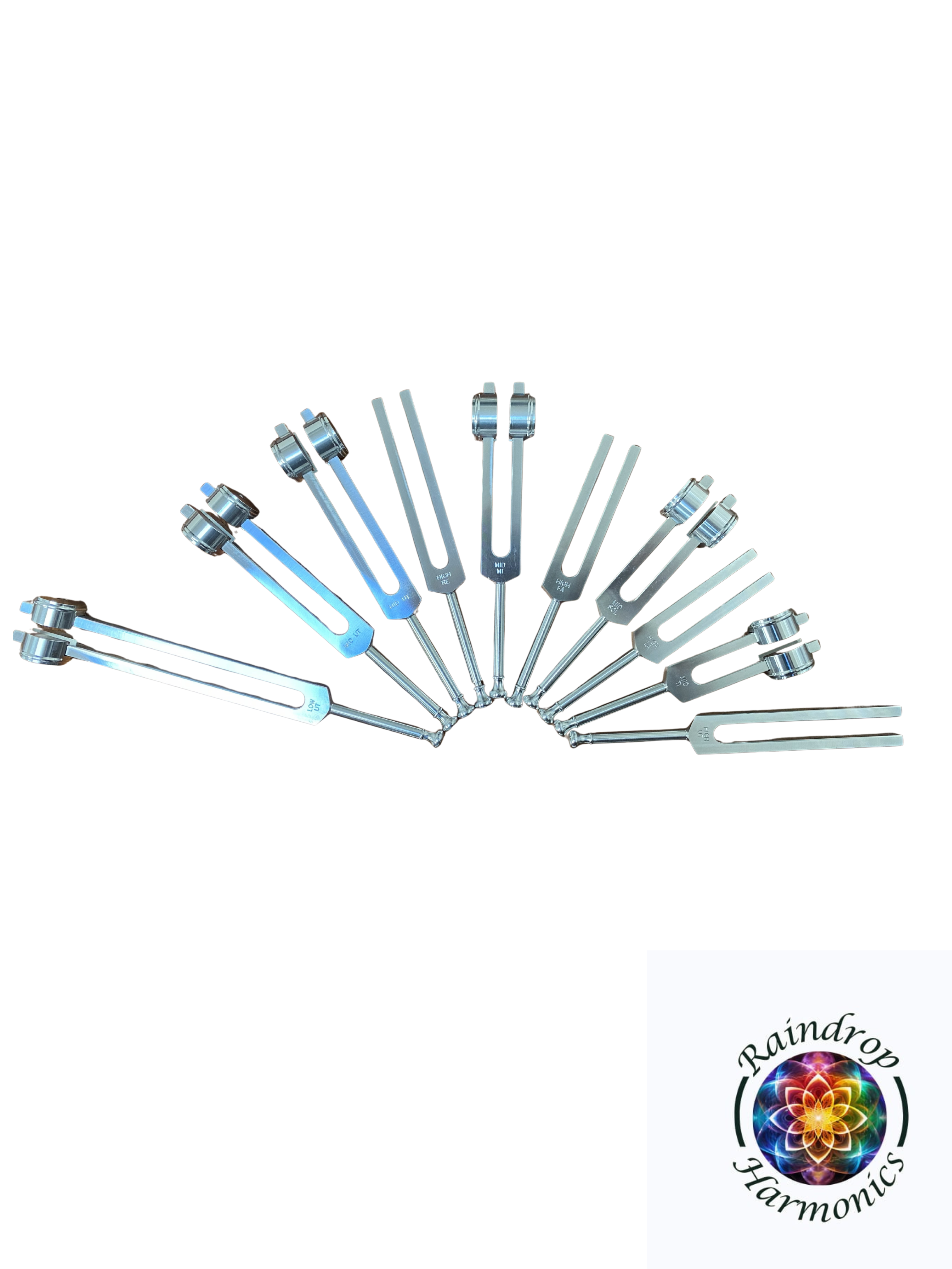 Classic Solfeggio Set of 10 Bored Tuning Forks
